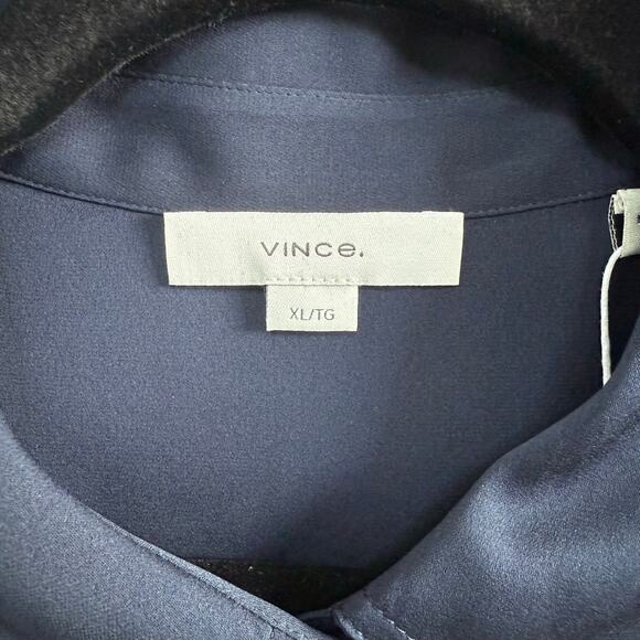 Vince Navy Stretch Silk Blouse XL - Picture 4 of 6